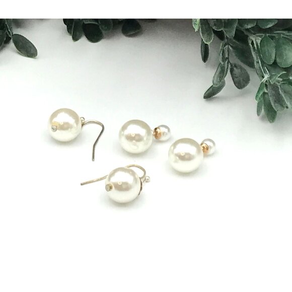 Elegant Faux Pearl Dangle & Stud Earrings Set - Picture 2 of 7